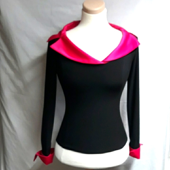 Hot Pink Big Collar Joseph Ribkoff Blouse Top - Picture 1 of 8